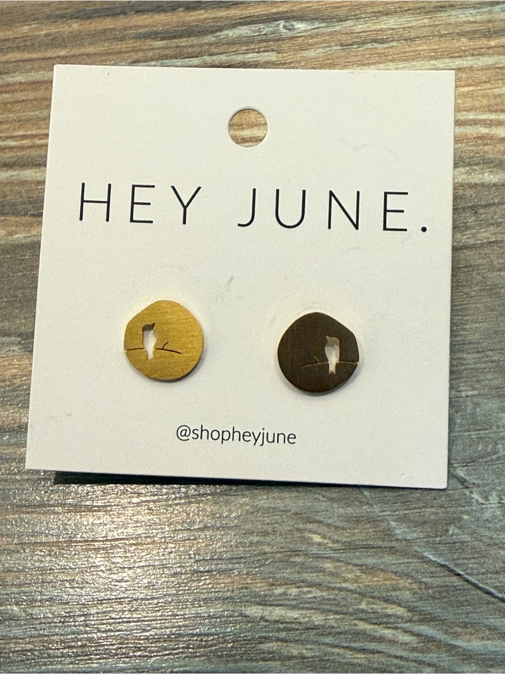 HEY JUNE. Gold Bird on Twig Cut Out Stud Earrings